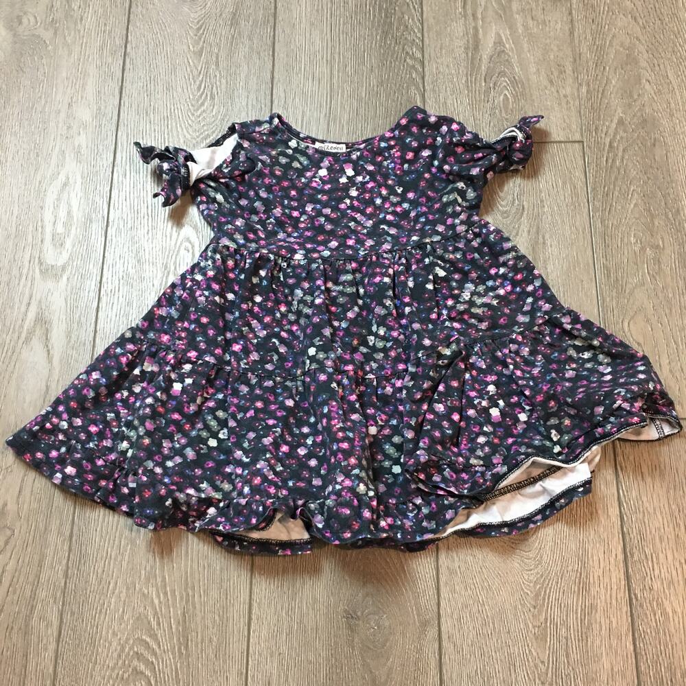 Art & Eden Floral Purple Floral Tiered‎ Open shoulder Dress Girl 4T